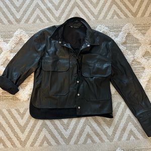 Zara leather cropped shirt